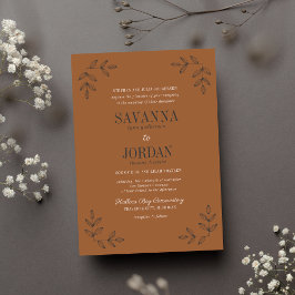 Convite Casamento Negra de Terracotta de Halloween Autumn