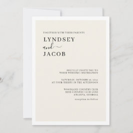 Convite Casamento Negra e Creme Moderno Elegante