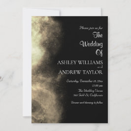 Convite Casamento Negra Elegante de Estrelas do Céu Amarel