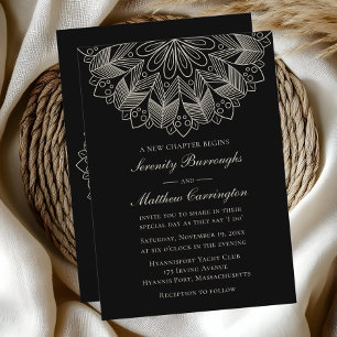 Convite Casamento Negra Elegante Indiano Mandala Boho