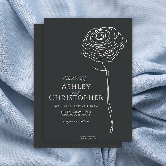 Convite Casamento Negra Floral Negra Moderna Onyx (Criador carregado)