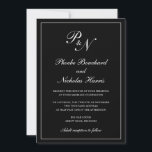 Convite Casamento Negra Formal do Monograma Tradicional El<br><div class="desc">O convite de casamento preto estilo tradicional com um design simples e clássico com seu monograma inicial e seus nomes em um dentro de caligrafia elegante de uma fronteira fina. Todos os elementos de design podem ser alterados na ferramenta de edição de design. Estes convites de casamento elegantes são perfeitos...</div>
