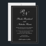 Convite Casamento Negra Formal do Monograma Tradicional El<br><div class="desc">O convite de casamento preto estilo tradicional com um design simples e clássico com seu monograma inicial e seus nomes em um dentro de caligrafia elegante de uma fronteira fina. Todos os elementos de design podem ser alterados na ferramenta de edição de design. Estes convites de casamento elegantes são perfeitos...</div>
