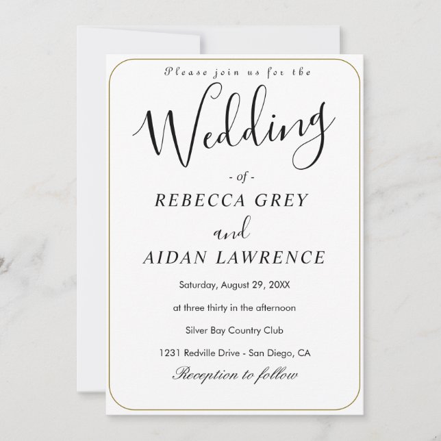 Convite Casamento Negro Clássico (Frente)