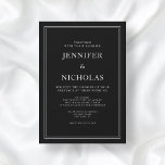 Convite Casamento Negro Clássico Elegante<br><div class="desc">Convite Clássico de Casamento Negra.</div>