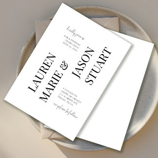 Convite Casamento Negro com Tipografia Minimalista Simples