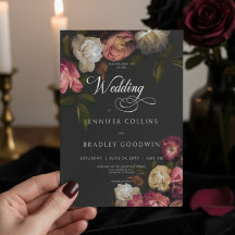 Casamento Negro da Borgonha Moody & Cream Peonies