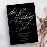 Convite Casamento Negro da Caligrafia Elegante Tradicional<br><div class="desc">Convite para Casamento Negra para Caligrafia Elegante Tradicional</div>