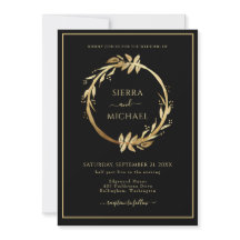 Casamento Negro de Folhagem de Ouro Chic
