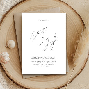 Convite Casamento Negro de Nomes Elegantes Minimalistas de