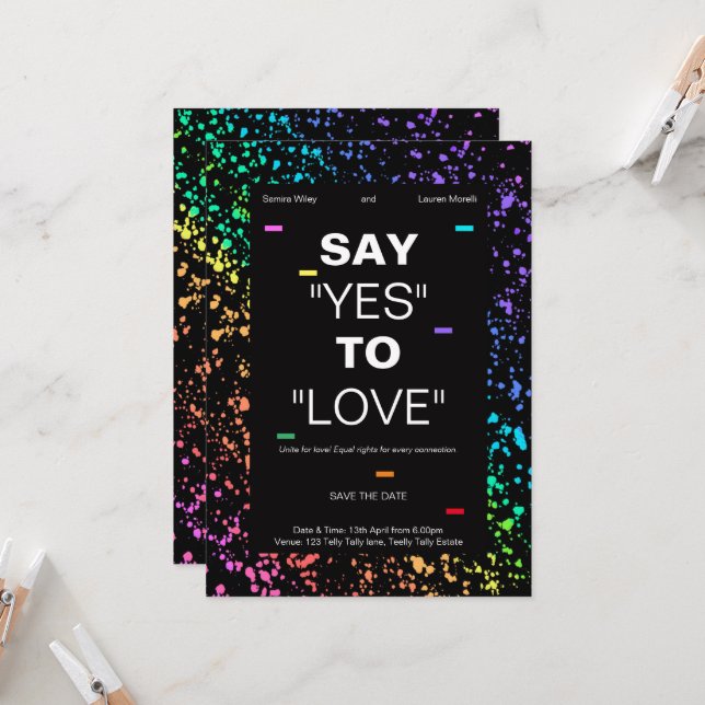 Convite Casamento negro digital moderno e digital LGBTQ pe (Frente/Verso In Situ)