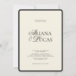 Convite Casamento Negro e Branco com Script Moderno Minima