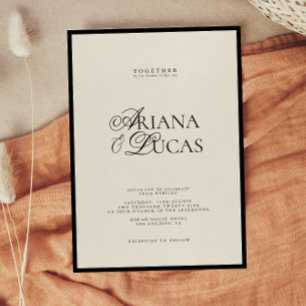Convite Casamento Negro e Branco com Script Moderno Minima
