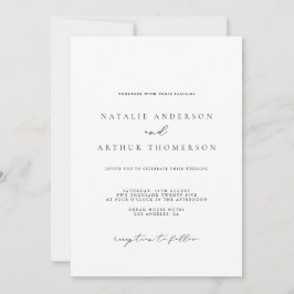 Convite Casamento Negro e Branco com Script Moderno Minima