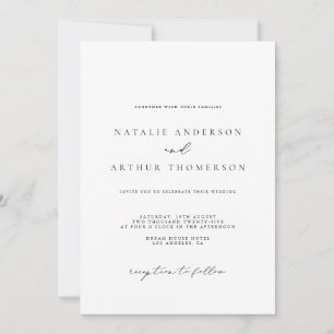 Convite Casamento Negro e Branco com Script Moderno Minima