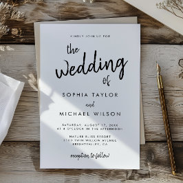 Convite Casamento Negro E Branco Com Script Negra Moderno