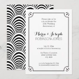 Convite Casamento Negro e Branco da Idade Elegante Jazz An