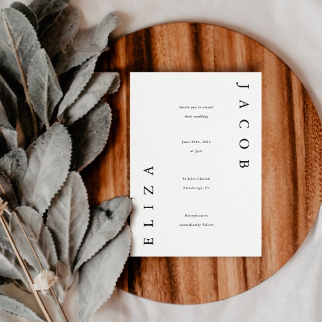 Convite Casamento Negro e Branco Elegante (Criador carregado)