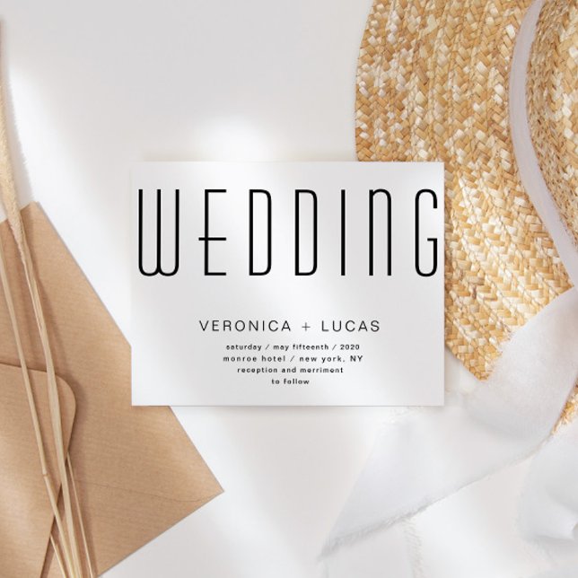 Convite Casamento Negro E Branco, Manuscrito Moderno Minim (Criador carregado)