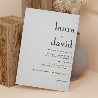 Convite Casamento Negro e Branco minimalista