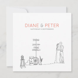 Convite Casamento Negro e Branco Minimalista do Jardim Pic