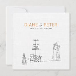 Convite Casamento Negro e Branco Minimalista do Jardim Pic