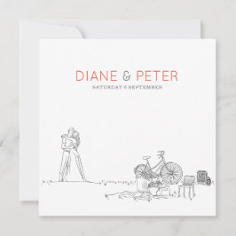 Convite Casamento Negro e Branco Minimalista do Jardim Pic