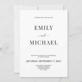 Convite Casamento Negro e Branco minimalista moderno