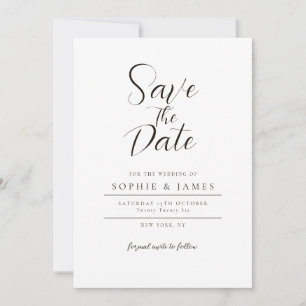 Convite Casamento Negro E Branco Minimalista Salvar A Data