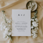 Convite Casamento Negro E Branco Moderno Elegante<br><div class="desc">Este é um convite de casamento moderno com layout minimalista e fonte única. Todas as cores são editáveis. // Para designs correspondentes, procure "HARLOW" na certeira loja Nicole Zazzle. * Se você gosta deste design, mas não o vê disponível para algo que você está procurando, por favor, entre em contato...</div>