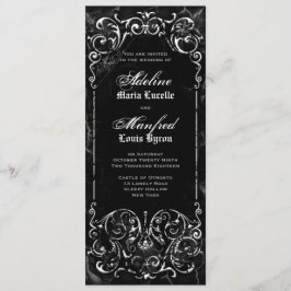 Convite Casamento Negro e Branco vitoriano gótico