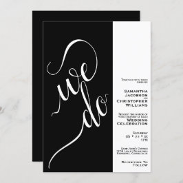 Convite Casamento Negro Elegante De 2 Pane Minimalista