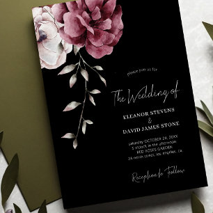 Convite Casamento negro floral e sangrento