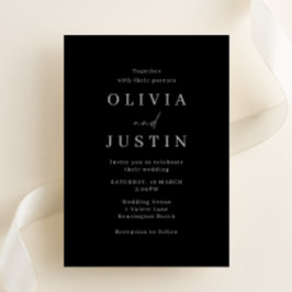 Convite Casamento Negro Minimalista Moderno