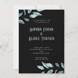 Convite Casamento Negro Mínimo Moderno Verde