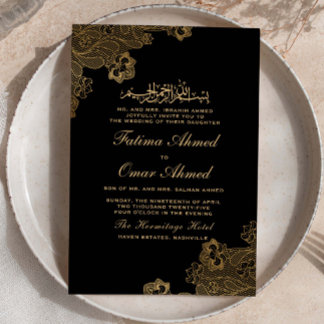 Convite Casamento Negro muçulmano islâmico Ornamentado de