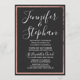 Convite Casamento Negro Simples de Fronteira de Contorno r