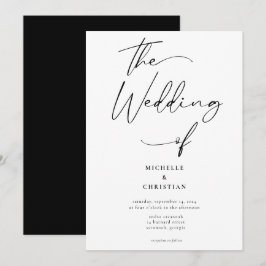 Convite Casamento Negro Sólido da Caligrafia Moderna