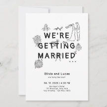 Casamento Negro Whimsical Desenhado à Mão Romântic