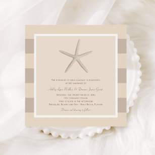 Convite Casamento Neutral de Beige Starfish