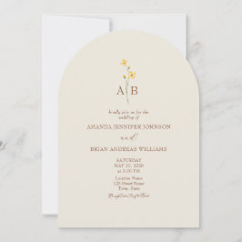 Convite Casamento neutro de código QR de flor selvagem