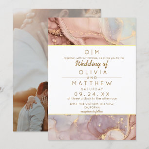 Convite Casamento Neutro de Fotografia com Agato Suave Mod