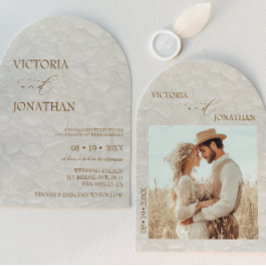 Convite Casamento Neutro de Terracotta Mínimo Elegante