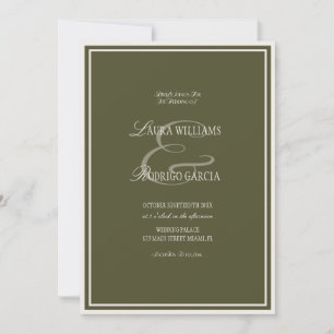 Convite Casamento Neutro Dinheiro Antigo Verde Oliva