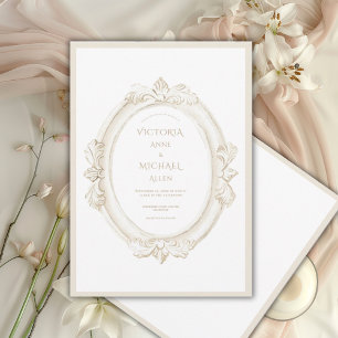 Convite Casamento Neutro Elegante Vintage