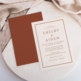 Convite Casamento Neutro Mínimo Terracotta Moderno