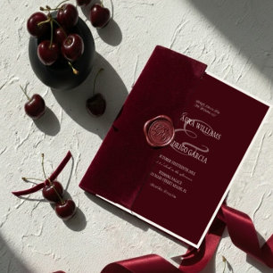 Convite Casamento Neutro Vermelho Escuro Dinheiro Antigo