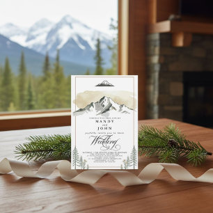 Convite Casamento Neutro Wilderness Montanha do Alasca Den