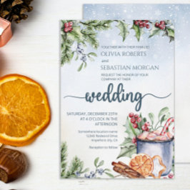 Convite Casamento Neve com Cacau Quente Cozy Winter Hot Co