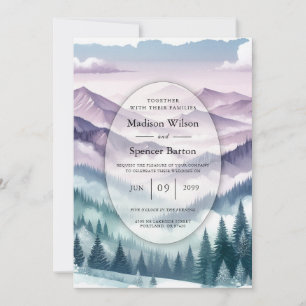 Convite Casamento Nevoeiro de Lavanda nas Montanhas Alpina